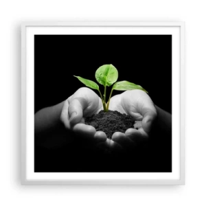 Affiche dans un cadre blanc - Poster - J'aime la nature, je la protège - 60x60 cm