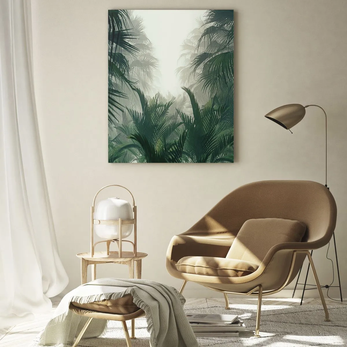 Impression sur verre - Image sur verre - Végétation tropicale dans un épais brouillard de forêt tropicale - 70x100cm - Secret tropical - Décoration murale moderne pour le salon et la chambre ARTTOR