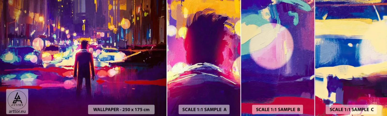 Échantillon de Papier Peint Autocollant Deluxe Sticker - Immergé dans la lumière - Ville, Homme, New York - 100x30 cm