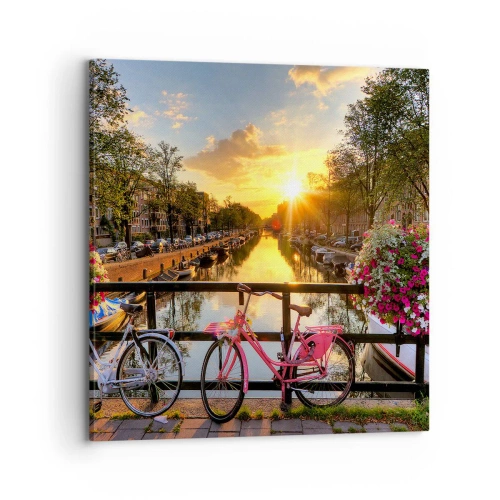 Impression sur toile - Image sur toile - Matin de printemps à Amsterdam - 70x70 cm