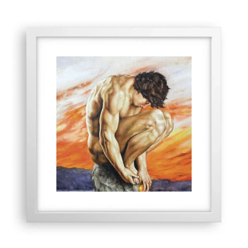 Affiche dans un cadre blanc - Poster - Plongé dans ses pensées - 30x30 cm