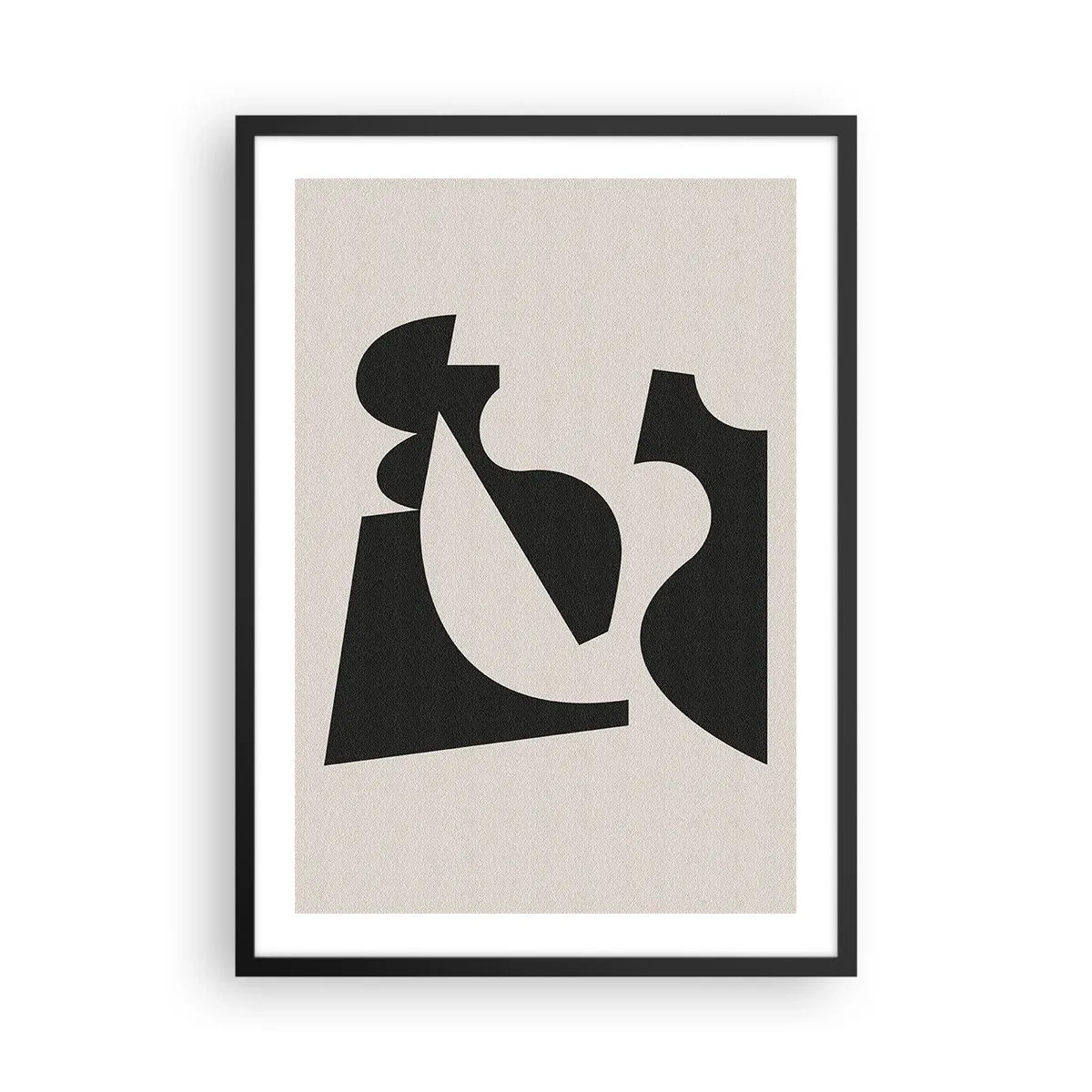 Affiche dans un cadre noir - Poster - Composition géométrique abstraite en noir et beige - 50x70cm - À monter soi-même - Décoration murale moderne pour le salon et la chambre ARTTOR