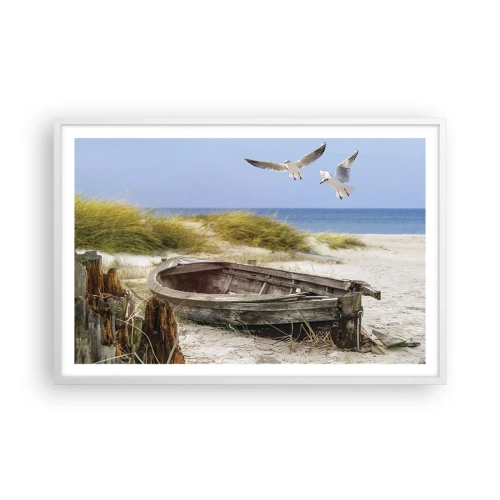 Affiche dans un cadre blanc - Poster - Bain de vent - 91x61 cm