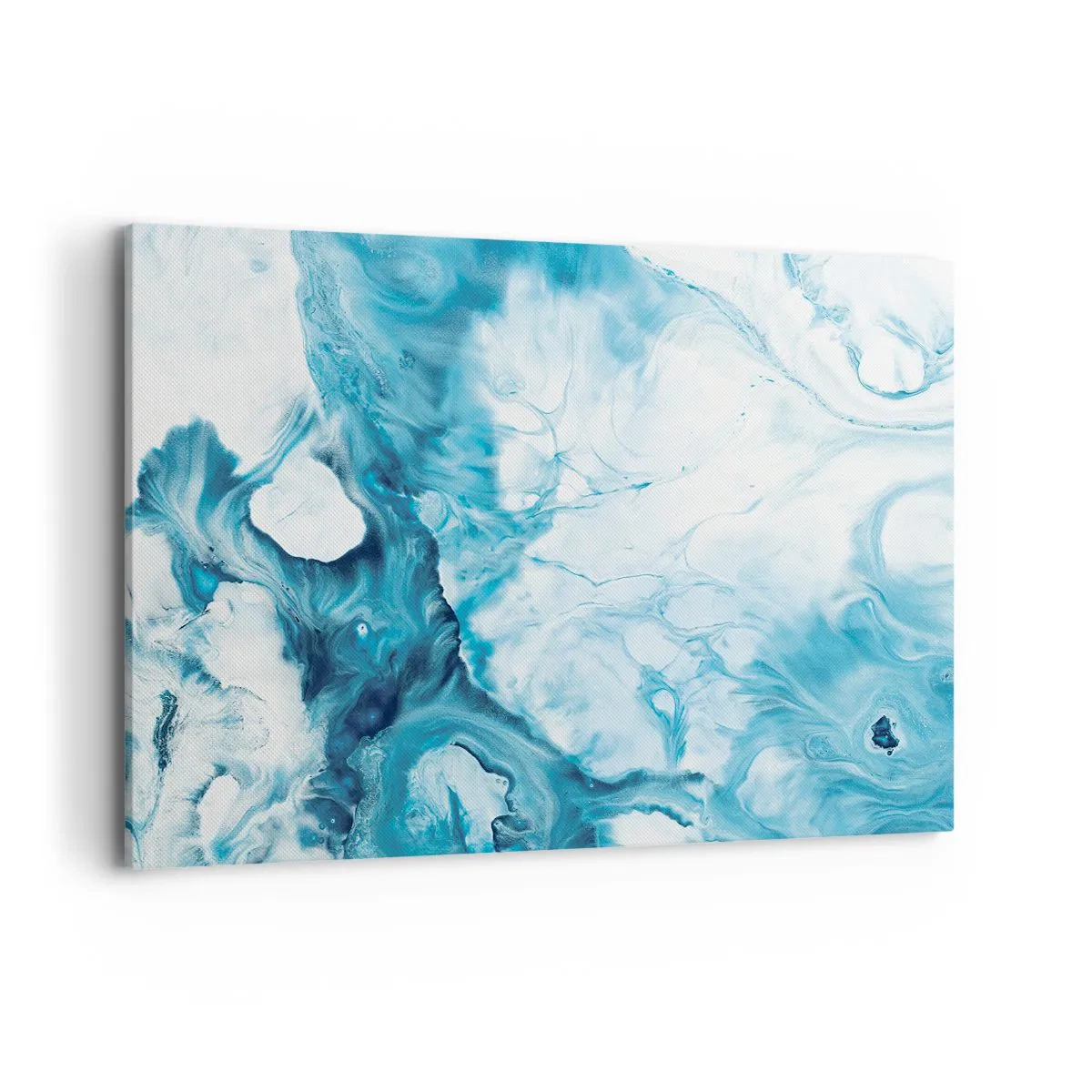 Impression sur toile - Image sur toile - Motif abstrait dans les tons de bleu - 120x80cm - Concert de bleu - Décoration murale moderne pour le salon et la chambre ARTTOR