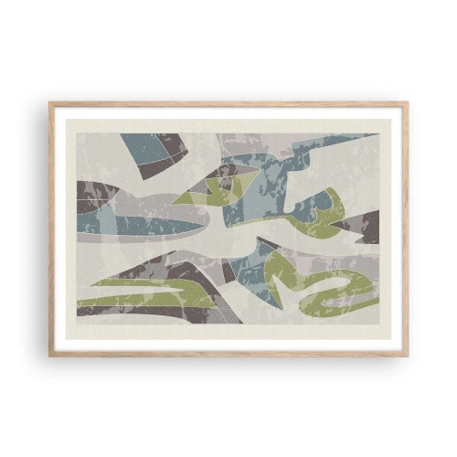 Affiche dans un chêne clair - Poster - Composition derrière la vitre - 100x70 cm