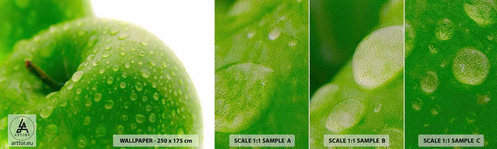 Échantillon de Papier Peint Premium Sand - Fraîcheur de verdure fraîche - Fruit, Pomme, La gastronomie - 100x30 cm