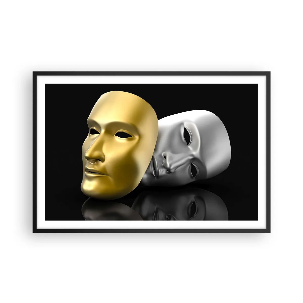 Affiche dans un cadre noir - Poster - La vie est un théâtre - 91x61 cm