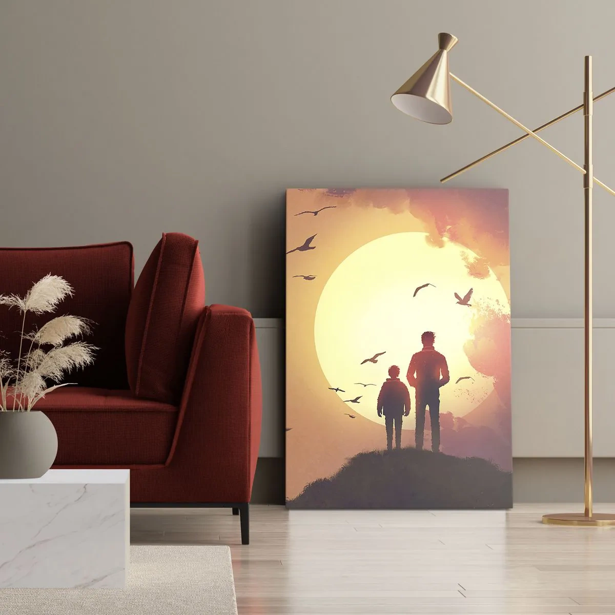 Impression sur toile - Image sur toile - Face à face avec le soleil - 45x80 cm