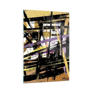 Impression sur verre - Image sur verre - Composition géométrique abstraite aux lignes nettes - 50x70cm - Une coupe nette - Décoration murale moderne pour le salon et la chambre ARTTOR