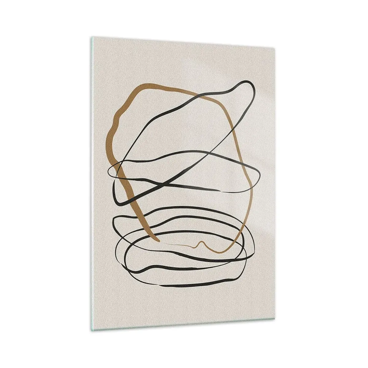 Impression sur verre - Image sur verre - Une composition expressive de lignes noires et brunes sur un fond clair. - 50x70cm - Composition – danse en boucle - Décoration murale moderne pour le salon et la chambre ARTTOR