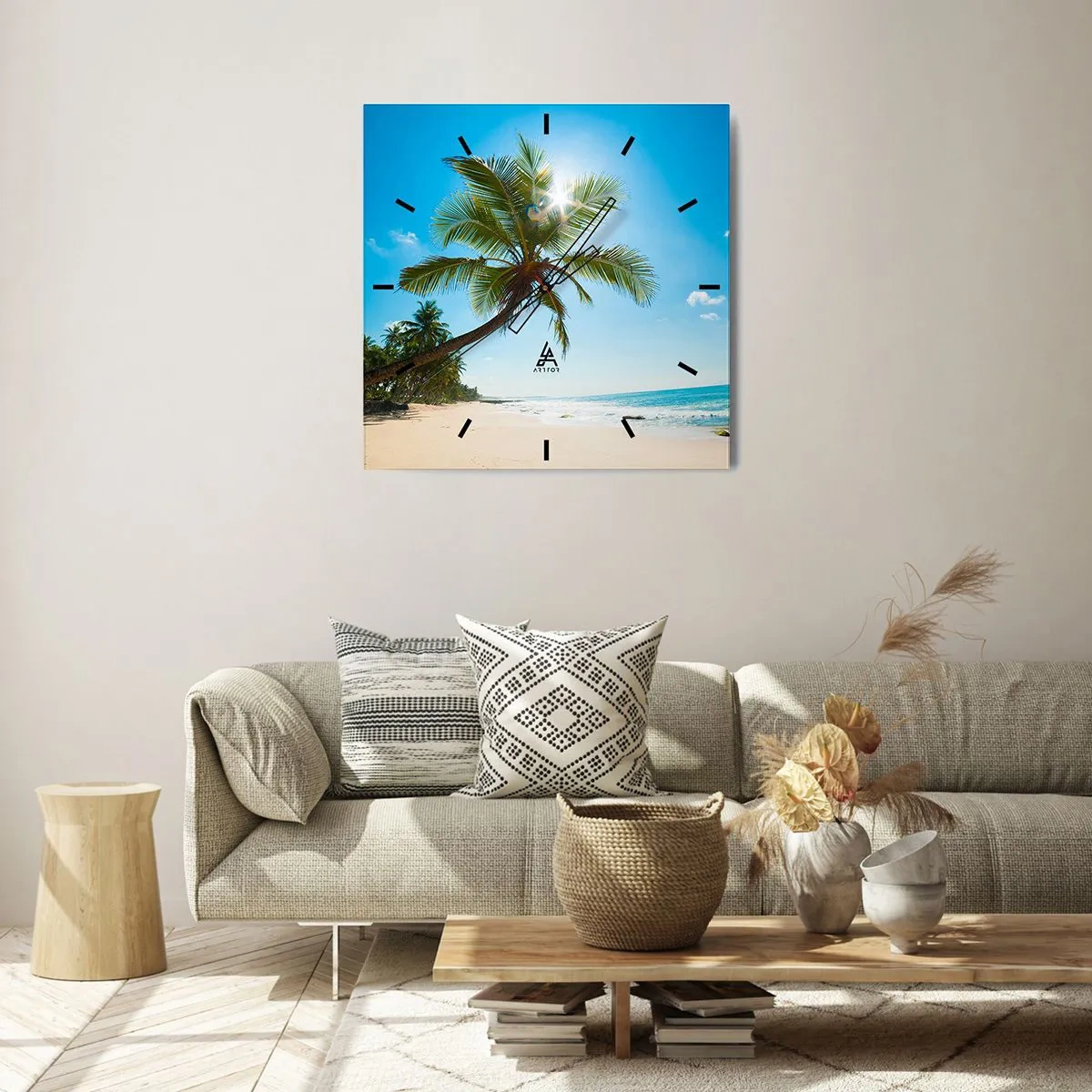 Horloge murale - Pendule murale - Une plage avec des palmiers dans un paysage tropical - 30x30cm - Ne rien montrer à personne - Décoration murale moderne pour le salon et la chambre ARTTOR