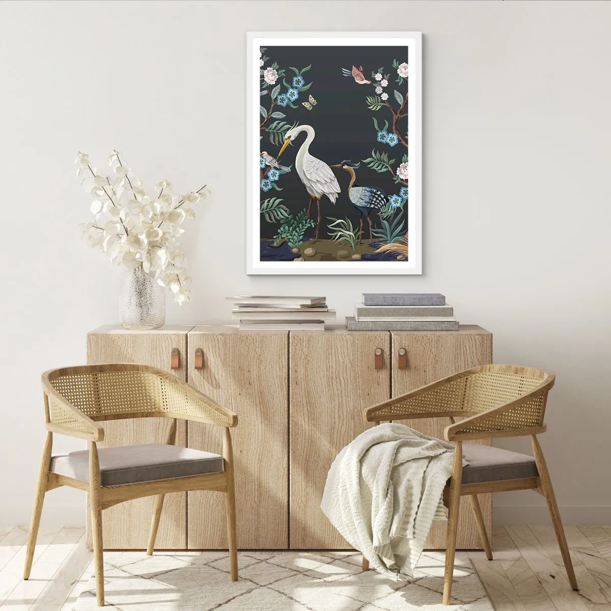 Affiche dans un cadre blanc - Poster - Parade d'oiseaux - 70x100 cm