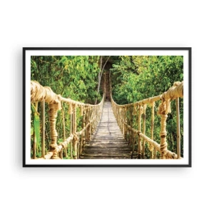 Affiche dans un cadre noir - Poster - Un pont suspendu dans une forêt tropicale pleine de verdure - 100x70cm - Suspendu dans la nature - Décoration murale moderne pour le salon et la chambre ARTTOR