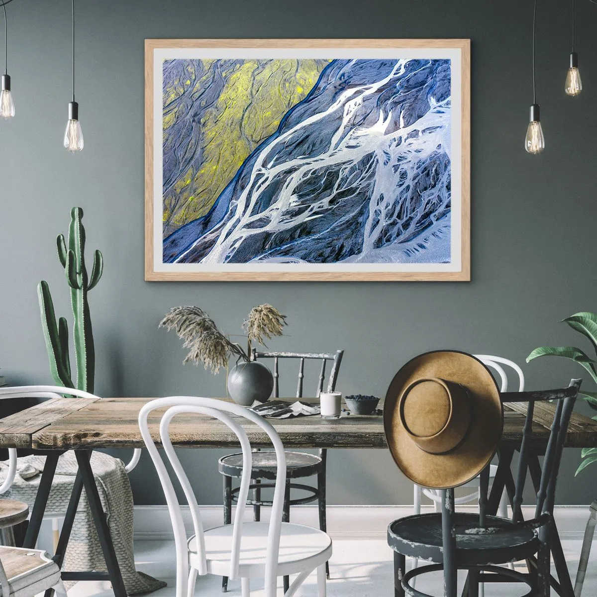 Affiche dans un chêne clair - Poster - Peintures rupestres de la nature - 91x61 cm