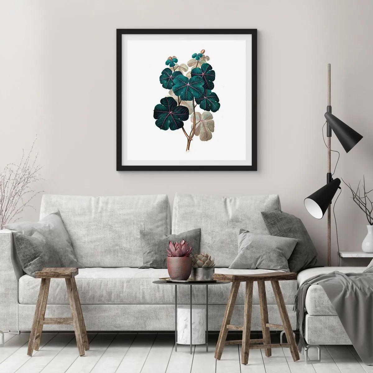 Affiche dans un cadre noir - Poster - De l'ancien herbier - 60x60 cm
