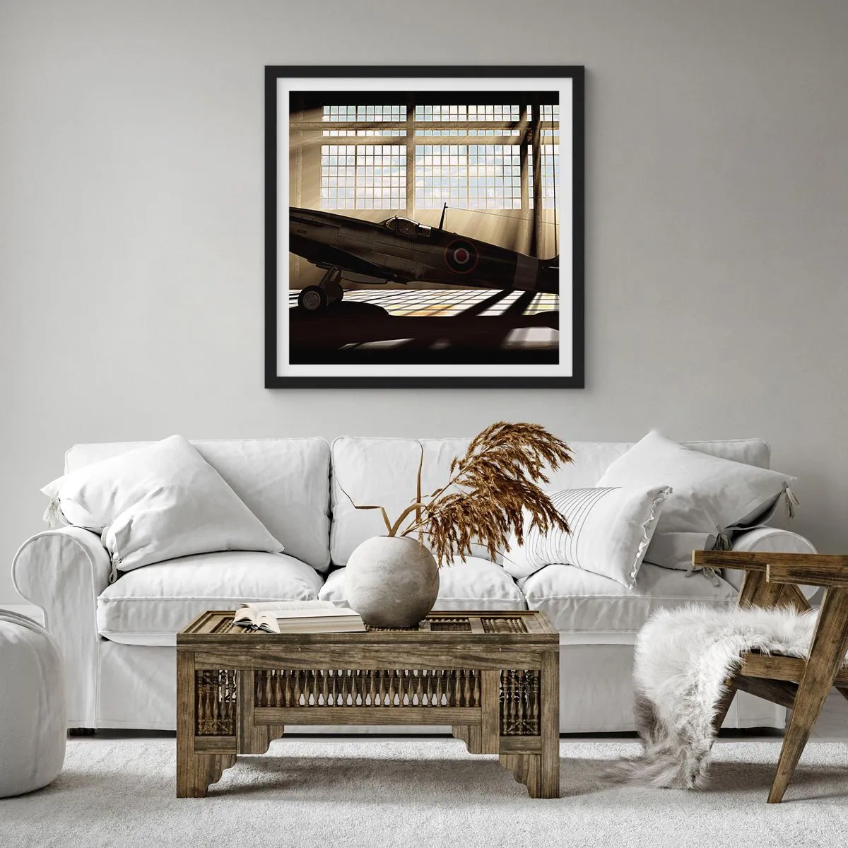 Affiche dans un cadre noir - Poster - Le repos du guerrier - 30x30 cm