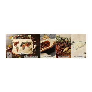 Échantillon de Papier Peint Premium Sand - Toutes les saveurs du monde - La gastronomie, Carte du monde, Épices séchées - 100x30 cm