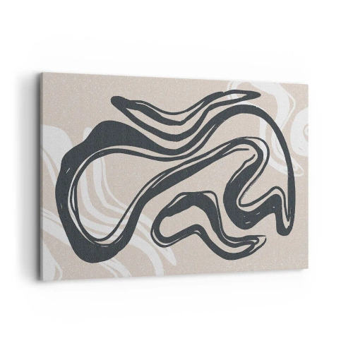 Impression sur toile - Image sur toile - Lignes abstraites dans des tons sombres sur fond beige - 120x80cm - Expression multipliée - Décoration murale moderne pour le salon et la chambre ARTTOR