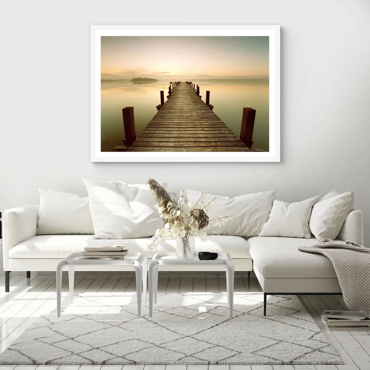 Affiche dans un cadre blanc - Poster - L'aube, les premières lueurs, le jour  - 40x30 cm