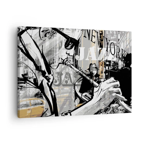Impression sur toile - Image sur toile - Scène jazz new-yorkaise - 70x50cm - Au rythme de New York - Décoration murale moderne pour le salon et la chambre ARTTOR