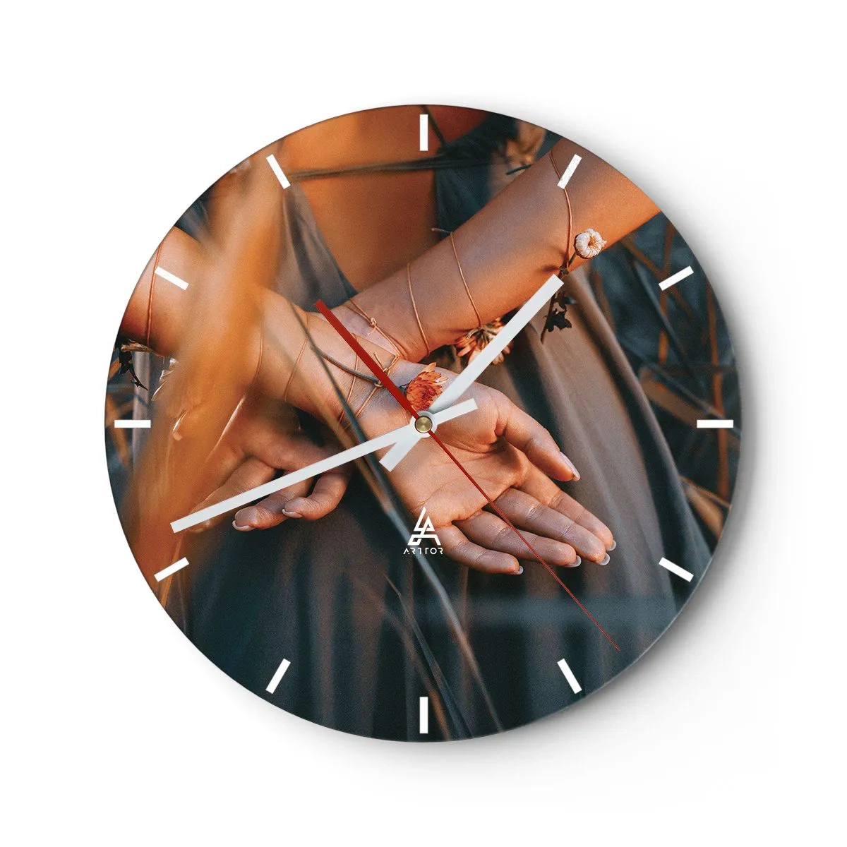 Horloge murale - Pendule murale - Liée à la nature - 40x40 cm
