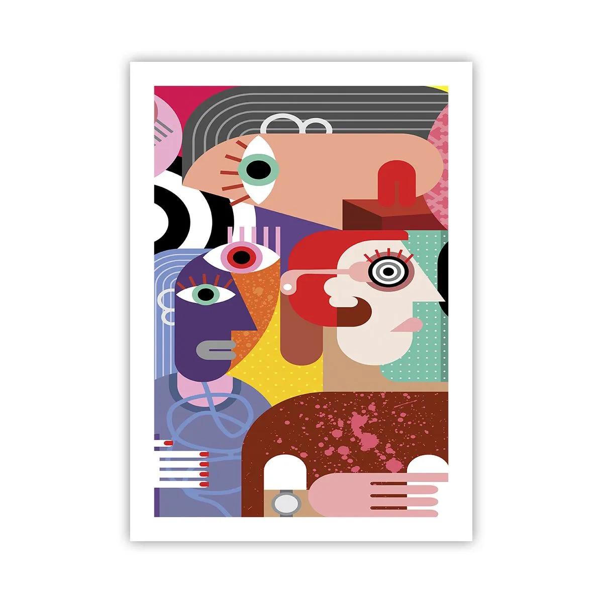 Affiche - Poster - Visages abstraits colorés dans un style cubiste - 50x70cm - Nous par M. Picasso - Décoration murale moderne pour le salon et la chambre ARTTOR