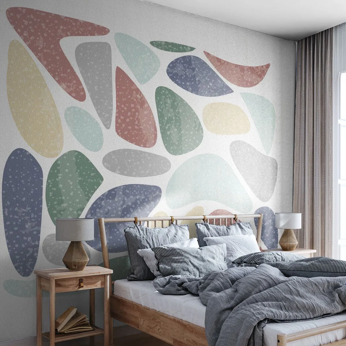 Papier Peint Autocollant Deluxe Sticker - Une mosaïque de couleurs poudrées - Minimalisme, Pastel, Bohème - 450x315 cm