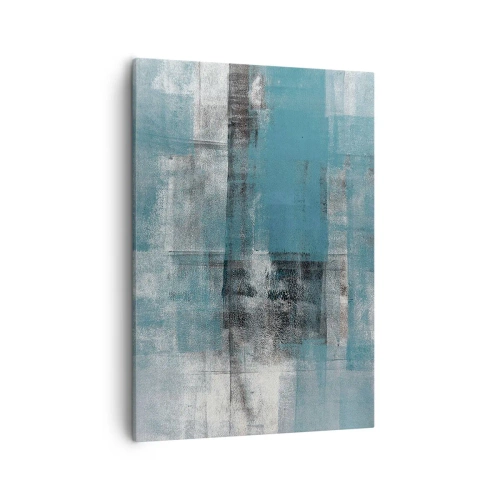 Impression sur toile - Image sur toile - Une composition abstraite dans des tons de bleu avec texture et couches. - 50x70cm - Eau et air - Décoration murale moderne pour le salon et la chambre ARTTOR