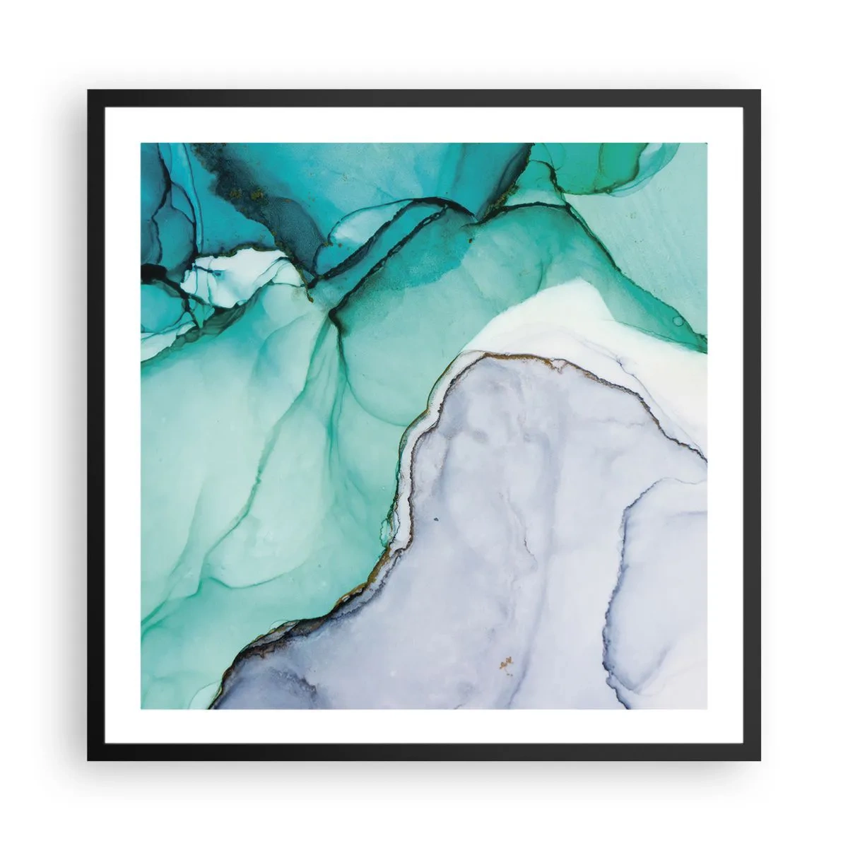 Affiche dans un cadre noir - Poster - Étude de turquoise - 60x60 cm