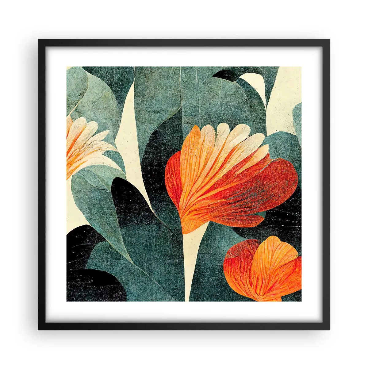 Affiche dans un cadre noir - Poster - La chaleur des tropiques et la fraîcheur de la verdure - 50x50 cm