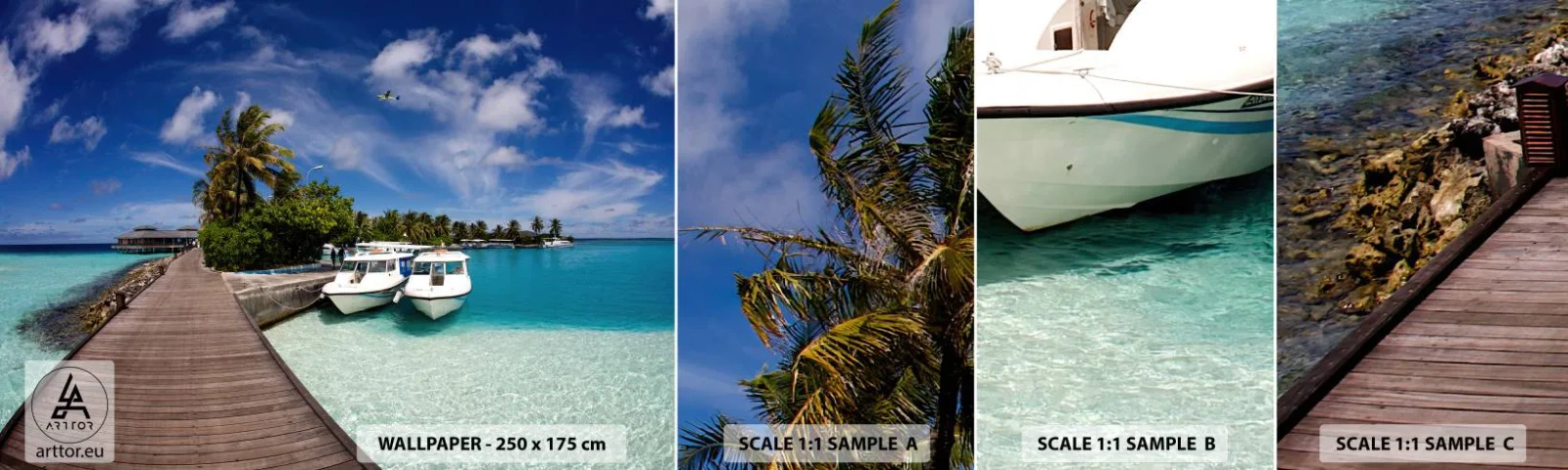 Échantillon De Papier Peint Standard Eco - Et cependant, le paradis existe bien - Paysage, Paradis, Mer - 100x30 cm