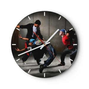 Horloge murale - Pendule murale - Un groupe de danseurs hip-hop dans des poses dynamiques - 30x30cm - Danser avec le vent de la rue - Décoration murale moderne pour le salon, la cuisine et la chambre ARTTOR