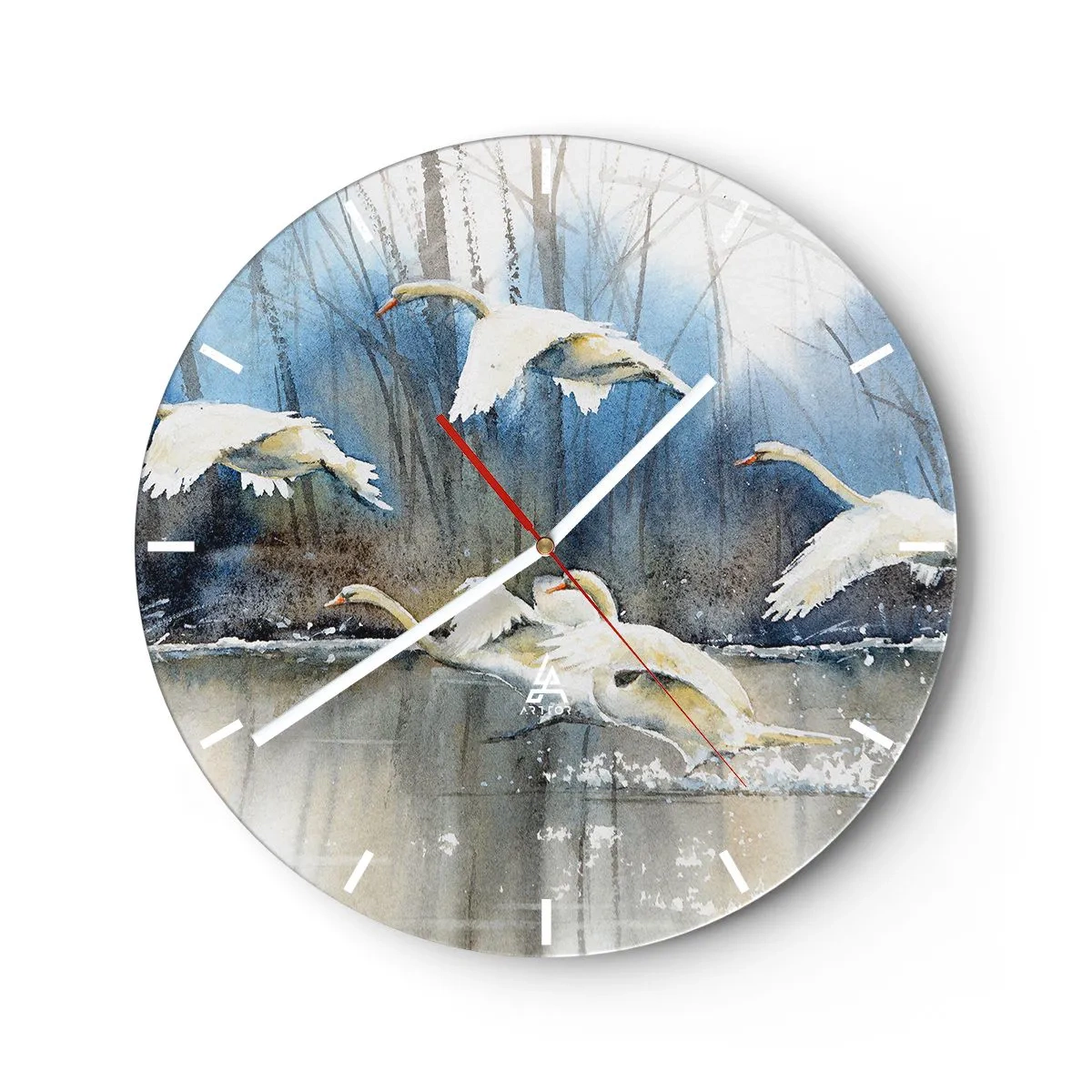 Horloge murale - Pendule murale - Comme dans un conte de fées sur les cygnes sauvages - 40x40 cm
