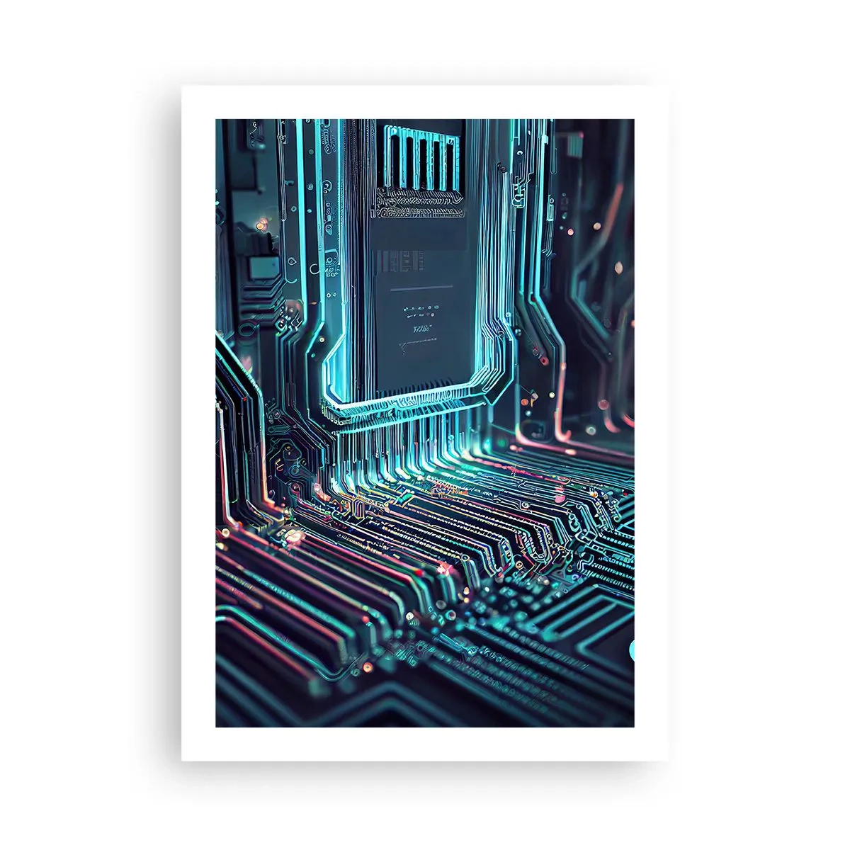 Affiche - Poster - Une vision futuriste d'un circuit intégré - 50x70cm - Je pense comme ça… - Décoration murale moderne pour le salon et la chambre ARTTOR