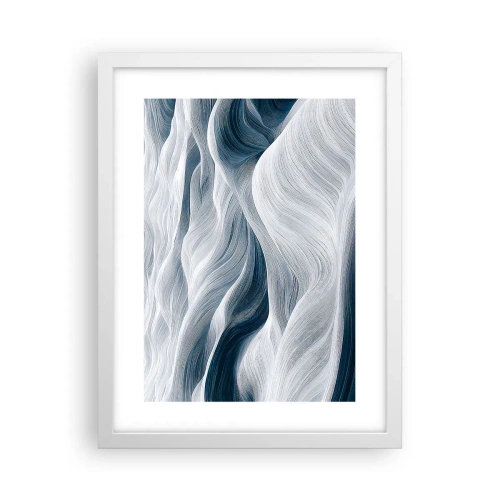 Affiche dans un cadre blanc - Poster - Vagues blanches et bleues - 30x40 cm