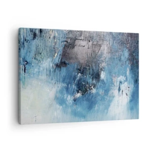 Impression sur toile - Image sur toile - Coups de pinceau abstraits dans des tons de bleu - 70x50cm - Rhapsodie en bleu - Décoration murale moderne pour le salon et la chambre ARTTOR