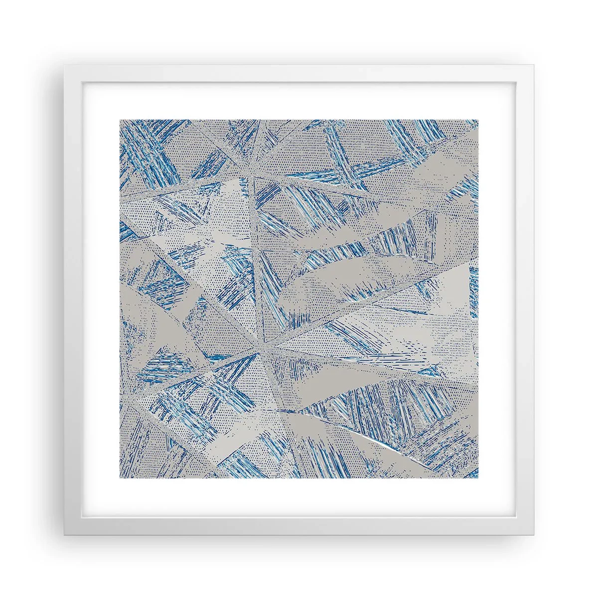 Affiche dans un cadre blanc - Poster - Dans un labyrinthe bleu-gris - 40x40 cm