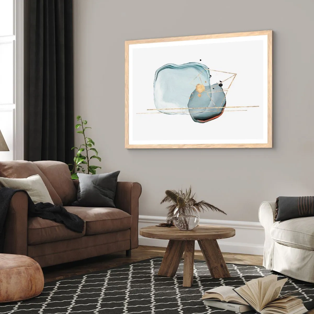 Affiche dans un chêne clair - Poster - Etude des gouttes - 91x61 cm