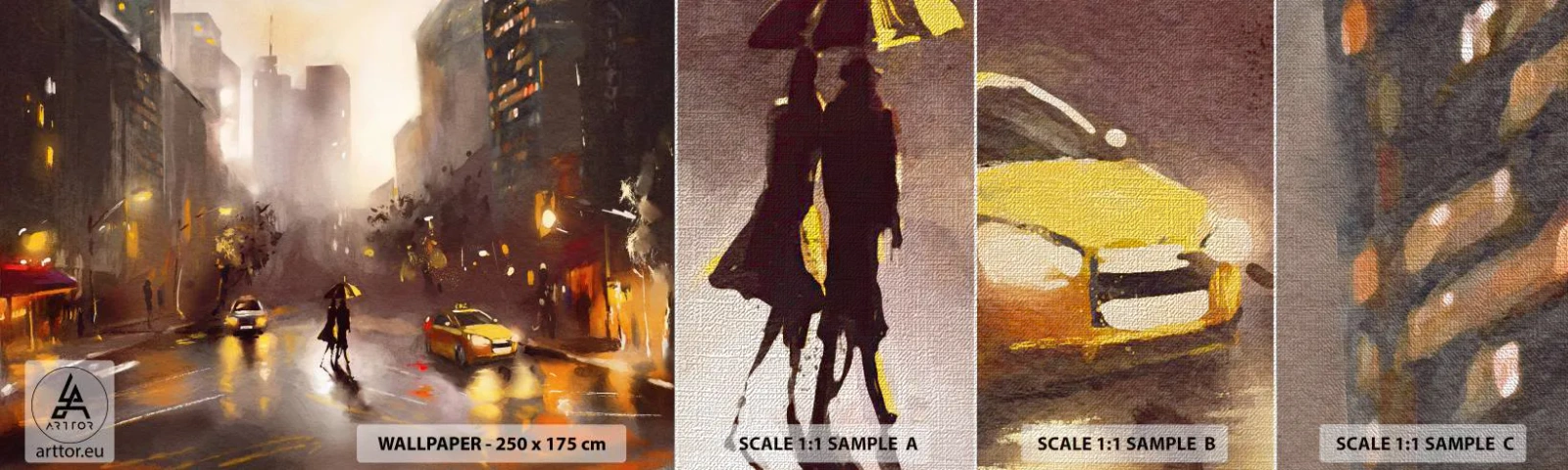 Échantillon de Papier Peint Premium Canvas - Dans les lumières de New-York - New York, Manhattan, Architecture - 100x30 cm