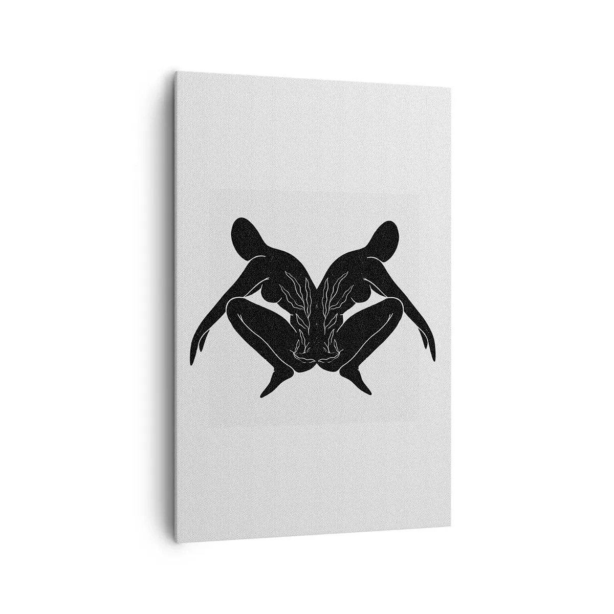 Impression sur toile - Image sur toile - Silhouettes noires en position symétrique sur fond blanc - 80x120cm - Une âme commune - Décoration murale moderne pour le salon et la chambre ARTTOR