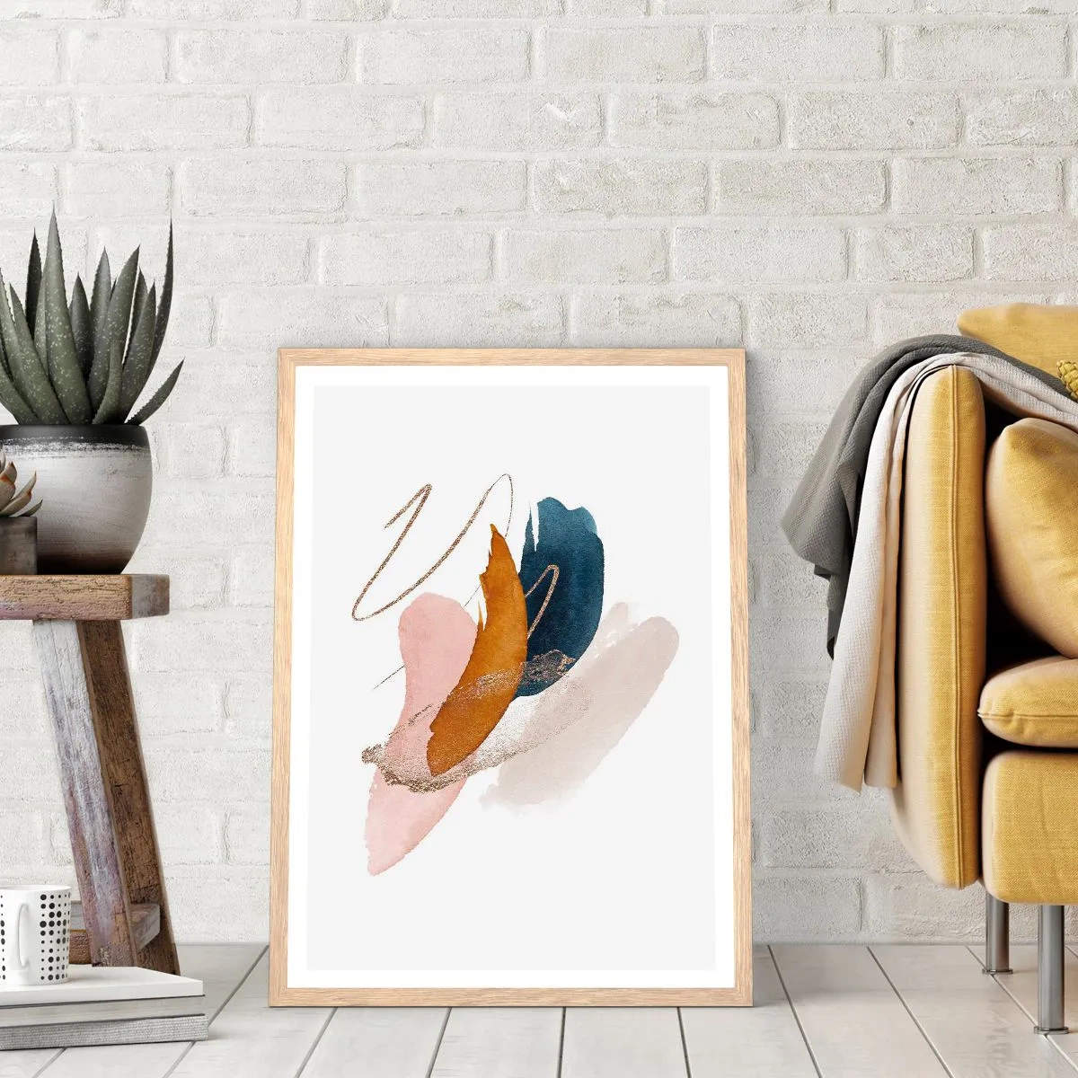 Affiche dans un chêne clair - Poster - Composition ailée - 61x91 cm