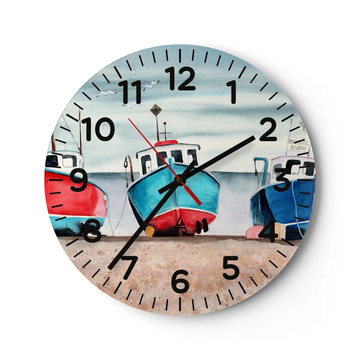 Horloge murale - Pendule murale - Prêt pour la pêche - 30x30 cm