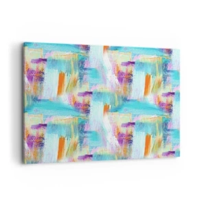 Impression sur toile - Image sur toile - Abstraction colorée avec des coups de pinceau dynamiques - 100x70cm - Labyrinthe reluisant - Décoration murale moderne pour le salon et la chambre ARTTOR