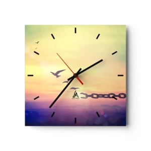 Horloge murale - Pendule murale - Symbole de liberté avec des oiseaux et une chaîne brisée - 30x30cm - La victoire de la liberté - Décoration murale moderne pour le salon et la chambre ARTTOR