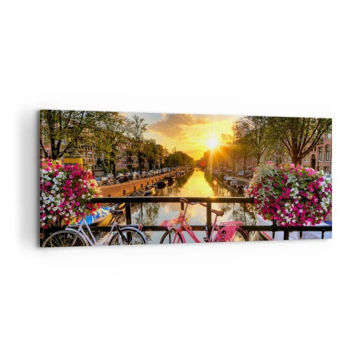 Impression sur toile - Image sur toile - Matin de printemps à Amsterdam - 100x40 cm