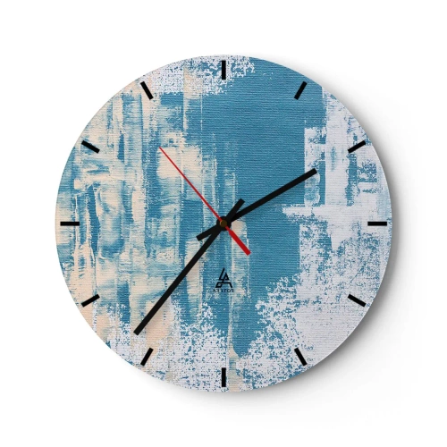 Horloge murale - Pendule murale - Une abstraction bleue ressemblant à la texture de la glace - 30x30cm - À travers un iceberg - Décoration murale moderne pour le salon, la cuisine et la chambre ARTTOR