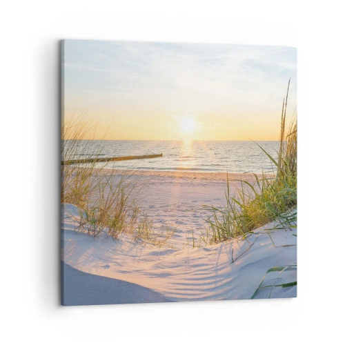 Impression sur toile - Image sur toile - Le bruit de la mer, le chant des oiseaux, une plage sauvage parmi les herbes… - 50x50 cm