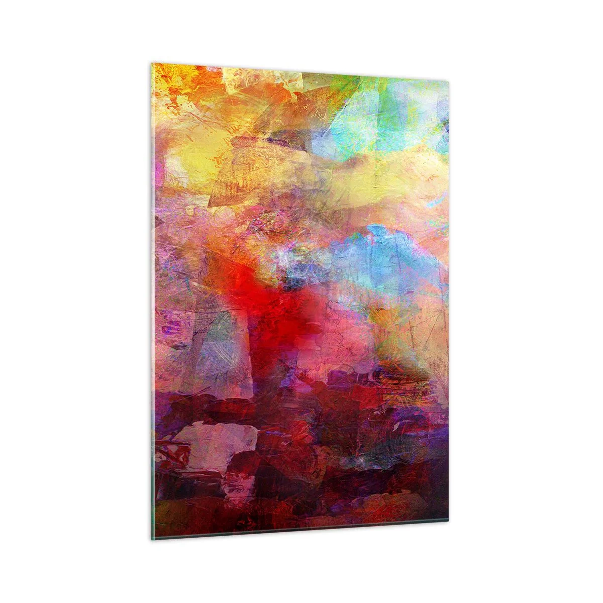 Impression sur verre - Image sur verre - Abstraction colorée aux nuances intenses - 50x70cm - Regardez à l'intérieur de l'arc-en-ciel - Décoration murale moderne pour le salon et la chambre ARTTOR