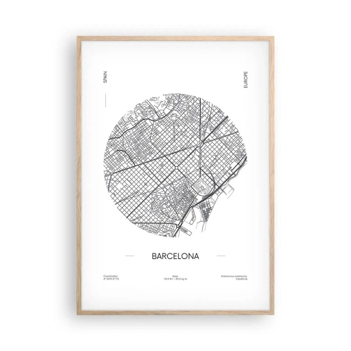 Affiche dans un chêne clair - Poster - Anatomie de Barcelone - 70x100 cm