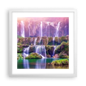 Affiche dans un cadre blanc - Poster - Escalier vers le ciel - 40x40 cm